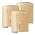 lux.pro Wandleuchte Ascot 3 Stk. Wandlampe in Rattanoptik 20 x 16 x 12 cm Wandstrahler für Flur Schlafzimmer 1-flammige Lampe E27