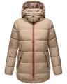Navahoo Damen kurze Winterjacke Steppjacke warm mit abnehmbarer Kapuze Wattewölkchen Taupe Grey Gr. XXL