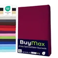 Buymax Topper Spannbettlaken 140x200 cm Spannbetttuch 100% Baumwolle Jersey für Matratzentopper bis 12 cm Matratzenhöhe Bettlaken für Boxspringbett Topper, Bordeaux Rot