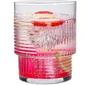 KONZEPT Geriffelte Gläser Set 6-teilig, 320ml transparente Trinkgläser Set, Ideal für Eiskaffee, Cocktails, Säfte