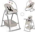 Hauck Sit N Relax 3in1, Multifunktions-Hochstuhl, Gepolsterter Sitz, Beige, Einfarbig, 5-Punkt, 15 kg
