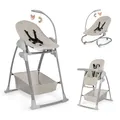 hauck Sit N Relax 3in1, Beige - Mitwachsender Hochstuhl ab Geburt bis 15 kg, mit Neugeborenenaufsatz, Babywippe, Spielbogen, Essbrett, Räder & Korb, Höhenverstellbar, Faltbar, Leicht Abwischbar