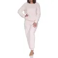 Normann Pyjama Damen langarm Schlafanzug Hausanzug aus kuscheligen Sherpa-Fleece rosa 40-42
