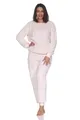 Normann Damen Langarm Schlafanzug Hausanzug mit Bündchen aus kuscheligen Sherpa-Fleece, Farbe:Rose, Größe:40-42