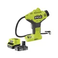 RYOBI 18V ONE+ Akku-Handkompressor R18PI-120GJ (Luftstrom 16 l/min, Max. Druck 10,34 bar, inkl. 3 Aufsätzen für Auto-, Fahrradreifen und mehr, 1x 2Ah Lithium+ Akku & 1x 2,0 Ah Schnellladegerät)