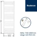 Badheizkörper Therm curve Mittelanschluss H 1220 mm L 745 mm mit Wandbefestigung