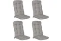 Beautissu Hochlehnerauflage 4er Set Hochlehner Auflagen Flair HL, 120x50x8cm, Hellgrau, Sitzpolster Set für Gartenstühle Outdoor – Stuhlkissen für Hochlehner