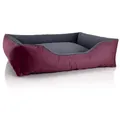 BedDog Tierbett Hundebett TEDDY mit Rand, Bezug abnehmbar grau|rot 85 cm x 100 cm