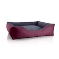 BedDog Hundebett Teddy, Hundesofa aus Cordura und Microfaser-Velours, waschbares Hundebett mit Rand, Hundekissen Vier-eckig, für drinnen, draußen, Größe XL, Bordeaux-grau