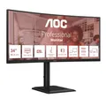 AOC CU34E4CV 34 Zoll WQHD-Monitor, 120 Hz, VA, 4 ms MPRT, Adaptive Sync, HDR Ready/HDR10, Höhenverstellung, Lautsprecher, (3440 x 1440, HDMI 2 x 2.0, DP 1 x 1.4 USB-Hub) Schwarz