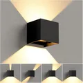 LED Wandleuchte Außen 12W  Schwarz Warmweiß Aluminium