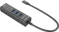LINDY 43249 USB-Hub 3 Port USB-A, RJ45 USB 3.1 Gen1 5 GBit/s mit eingebautem Netzwerk-Anschluss Schwarz USB 3.1 Hub und GB