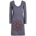 Vishes Minikleid Leichtes Langarmshirt-Kleid Damen Langarm Kleider Herbst Elfen, Hippie, Goa Style grau 40