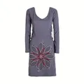 Vishes Damen Langarmshirt-Kleid mit seitlichen Schnüren in Grau I Größe L (40) I Handgefertigt aus 100% Baumwolle I Ideal für den Herbst I Nachhaltige Alternative Bekleidung