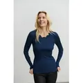 rosemunde Longsleeve Babette silk shirt mit Seide Langarm, mit Spitze, feminin, bequem, Seidenmix blau L (40/42)