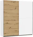 rauch Schwebetürenschrank Kleiderschrank Schrank Garderobe SATURN mit 3 Ausstattungsvarianten 3 verschiedene Ausstattungsvarianten Griffe aus Metall MADE IN GERMANY, Alpinweiß/Eiche Artisan