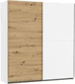 Schwebetürenschrank "Kleiderschrank Schrank Garderobe SATURN mit 3 Ausstattungsvarianten", 3 verschiedene Ausstattungsvarianten Griffe aus Metall MADE IN GERMANY, Alpinweiß/Eiche Artisan B/H/T: 175 cm x 191 cm x 59 cm