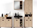 byLIVING Badezimmer Spiegelschrank WELLNESS mit LED-Beleuchtung & Steckdose / Moderner, 1-türiger Spiegel Hängeschrank in Artisan Eiche / Wandschrank mit Spiegeltür / B 60, H 61, T 28 cm