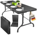 KESSER® Buffettisch Tisch klappbar Kunststoff 183x76cm Rattan Optik Campingtisch Partytisch Klapptisch Gartentisch 6 Personen Garten Terrasse & Balkon zusammenklappbar inkl. Tragegriff Anthrazit