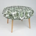 laro 140cm runde Wachstuch Tischdecke abwaschbar Wachstuchtischdecke mit Saum-Eingefasst-Paspelband, Muster:Blätter Grün Weiß, Größe: Rund 140cm