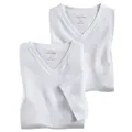 OLYMP T-Shirt Casual (Packung, 2-tlg., 2er) mit Ton-in-Ton Logostickerei am Ärmel weiß L (52/54)