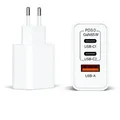 MATO TEC 65W GaN 3-Port Schnellladegerät (2x USB-C, 1x USB-A) inkl. 2m USB-C Kabel, Weiß - Weiß
