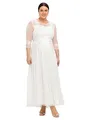 Sheego Damen Große Größen Abendkleid mit weit ausgestelltem Rockteil Abendmode elegant Rundhals-Ausschnitt Spitze