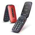 Panasonic KX-TU550EXR 4G Essentials Clamshell Handy für Senioren, 1,2 MP Kamera, Seniorentelefon mit großem 2,8 Zoll Display, 300 Stunden Standby-Zeit, Rot