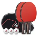 JOOLA Tischtennis-Set Duo PRO - 2 Tischtennisschläger + 3 Tischtennisbälle + Tischtennishülle, rot/schwarz, 6-teilig