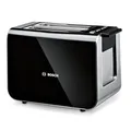 Bosch Toaster Styline TAT8613N, integrierter Brötchenaufsatz, Liftfunktion, Auftaufunktion, Abschaltautomatik, Brotzentrierung, 800 W, Edelstahl/schwarz