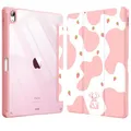 Fintie Hybrid Hülle für iPad Air 11 Zoll M4/M3/M2 (2026/2025/2024), iPad Air 5./4. Gen (2022/2020) 10,9 Zoll, mit Stifthalter, stoßfeste Schutzhülle mit transparenter Hartschale, Strawberry Cow
