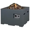 Mania Feuertisch für den Garten - Gas Feuerstelle ohne Rauch, Funken, Glut & Asche - Gaskamin Outdoor mit 12 kW in Betonoptik grau 60 x 60 x 40 cm - Gasfeuerstelle Terrassenkamin Kaminfeuer