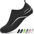 Sixspace Badeschuhe Damen Herren Wasserschuhe Schwimmschuhe Männer Frauen Strandschuhe Barfußschuhe für Strand Pool Meer Wassersport(487 Schwarz，39 EU)