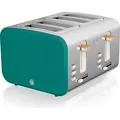 SWAN ST14620GRENEU Toaster Breitschlitz 4 Scheiben 3 Funktionen Design Nordic Grün - Grün