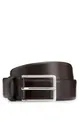 BOSS Herren Erman-L Sz35 Gürtel aus italienischem Leder mit Metalldetails in gebürsteter Silber-Optik Dunkelbraun 85