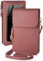 moex Handytasche zum Umhängen für Telekom T Phone – Kleine Handtasche mit Handyfach und Sichtfenster, 2 zusätzliche Fächer - Handy Umhängetasche Damen, Himbeerrosa