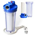 ONBEST Wasserfilter – 6000 l/h – 5,5 bar – 1 Zoll Anschluss Messinggewinde - auswaschbare Filterkartusche – Inkl. 2 Adapter & Filterschlüssel - Idealer Schutz für Pumpen, Hauswasserwerk & Co