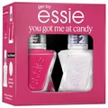 gel by essie you got me at candy, Set mit pinkem Gel-Lack you can-dy it und gel couture blushed metal top coat für bis zu 15 Tage Halt