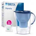 BRITA Marella Wasserfilter Kanne mit 3 Filter Blau, Transparent
