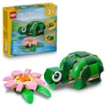 LEGO Creator 3in1 Turtle with a Water Lily Flower Toy - Animal Figure Transforms into a Chameleon or Frog - DIY Desk Decor Idea - Birthday Gift for 7+ Year Old Girls & Boys - 31377