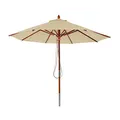 Mendler Gastronomie Holz-Sonnenschirm HWC-C57, Gartenschirm, Polyester/Holz 14kg, rund Ø3m Seilzug stoßsicher - creme