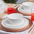 Karaca Salvare New Generation Bone Geschirr-Set für 6, 18-teilig, Teller und Schüsseln, Geschirr-Set, Runden, Kombiservice, Weiss Porzellangeschirr, Tägliches und Besonderes Geschirr