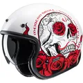 Motorrad Helm L - HJC V31 Desto Retro Jethelm - weiß-schwarz-rot