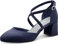 Tamaris Damen Pumps offen mit gekreuzten Riemen und Blockabsatz 1-22438-46, Größe:38 EU, Farbe:Blau