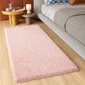 TAPISO Essence Teppich Läufer Flur Brücke Shaggy Hochflor Langflor Rosa Einfarbig Weich Modern Design Korridor Schlafzimmer ÖKOTEX 70 x 150 cm