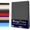 Buymax Topper Spannbettlaken Jersey Spannbetttuch 100% Baumwolle Bettlaken bis 12 cm Matratzenhöhe, 160x200 cm, Anthrazit - Grau