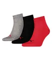 PUMA Unisex Plain 3P Quarter Socke, Mehrfarbig (Black/Red), 39-42