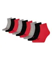 PUMA Socken Quarter Sneakers Damen, Herren 9er Pack (Rot/Grau/Schwarz, 39-42 (UK 6-8))