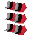 PUMA 18 Paar Unisex Quarter Socken Sneaker Gr. 35-49 für Damen Herren Füßlinge, Farbe:232 - black/red, Socken & Strümpfe:39-42