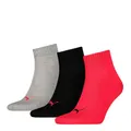 PUMA 18 Paar Unisex Quarter Socken Sneaker Gr. 35-49 für Damen Herren Füßlinge, Farbe:232 - black/red, Socken & Strümpfe:39-42